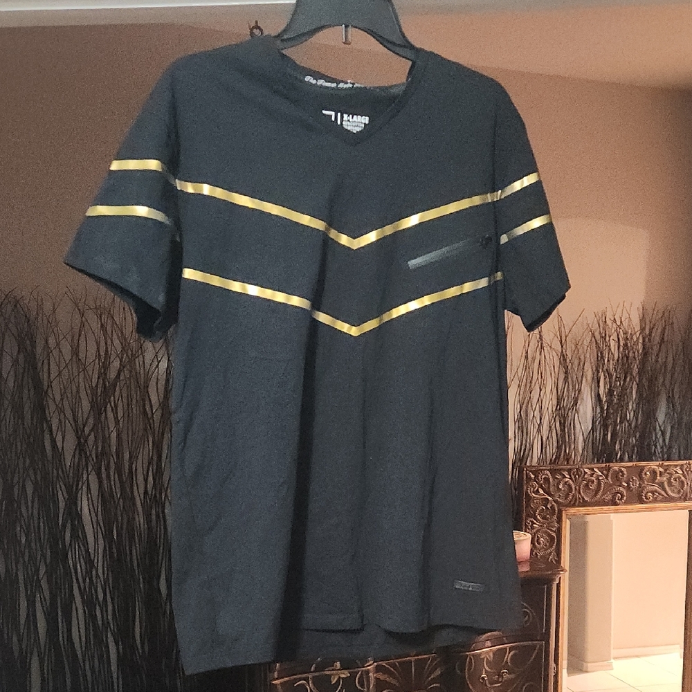 SOBK Black Tee with Gold Stripes